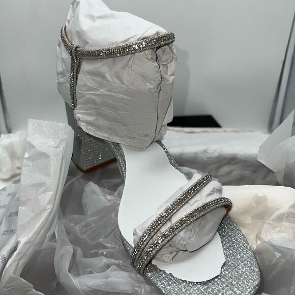 Badgley Mischka Collection Rebekah Block Heel Sandal in Silver - Picture 4 of 15